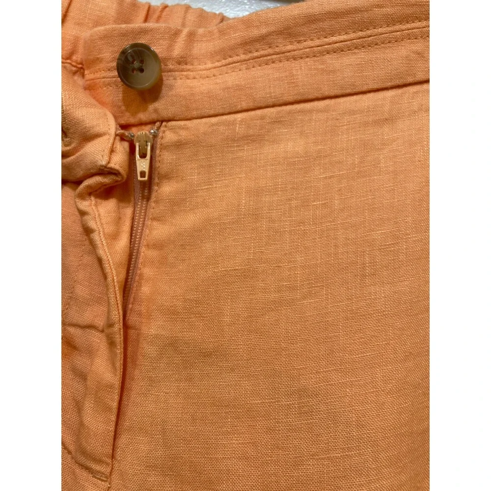 J. Jill Love Linen Blazer Wide Leg Crop Pants 2 Piece Suit Set XL Orange Coastal